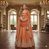 Sanskriti New Orange Long Unstitched Lehenga Tissue Silk Hand Embroidery Zardozi