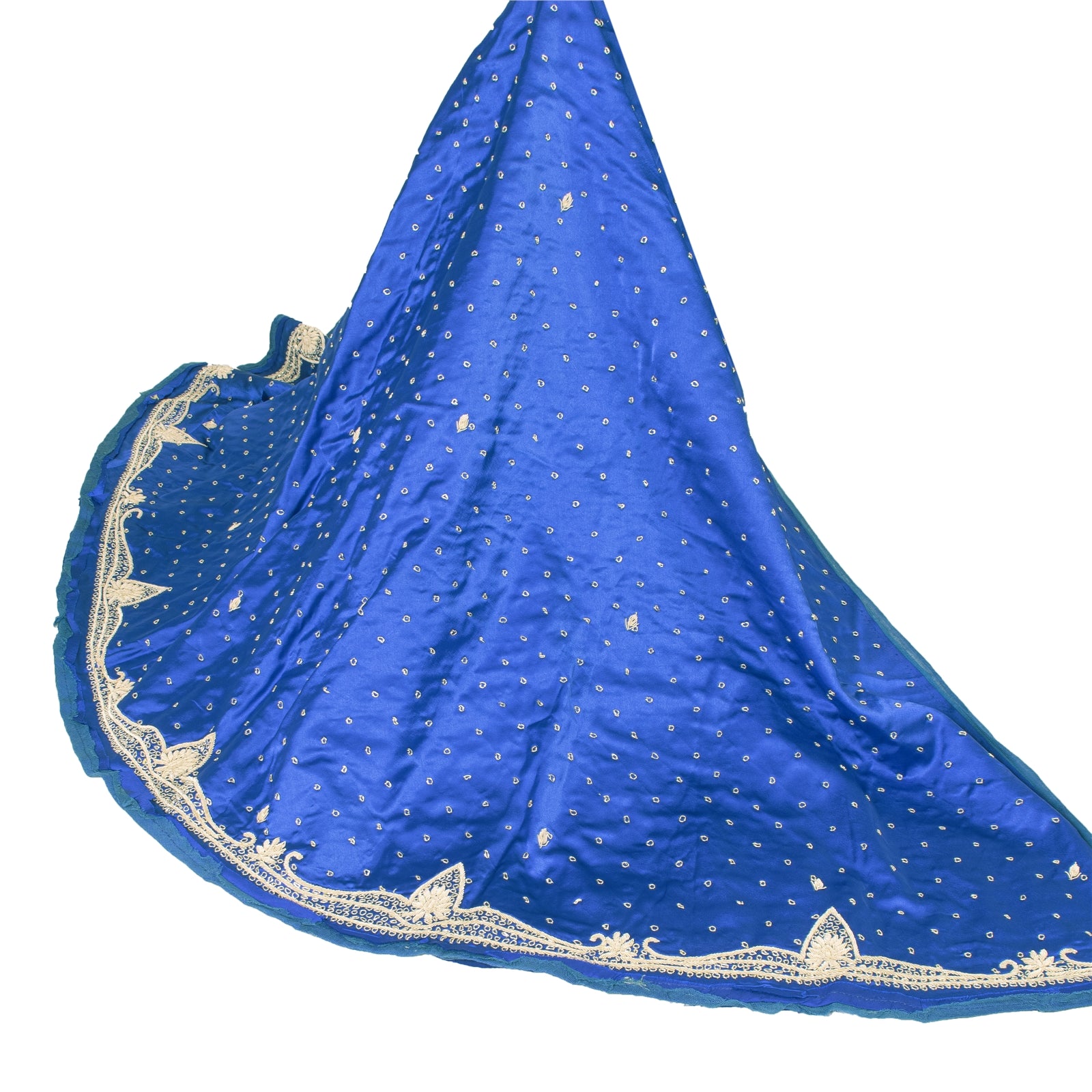 Sanskriti New Blue Pure Satin Silk Lehenga Unstitched Hand Embroidered Zardozi