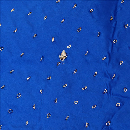 Sanskriti New Blue Pure Satin Silk Lehenga Unstitched Hand Embroidered Zardozi