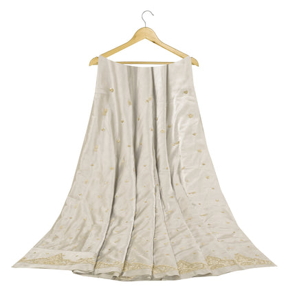 Sanskriti New Gray Long Unstitched Lehenga Pure Satin Hand Embroidered Zardozi