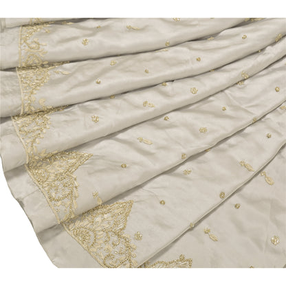 Sanskriti New Gray Long Unstitched Lehenga Pure Satin Hand Embroidered Zardozi