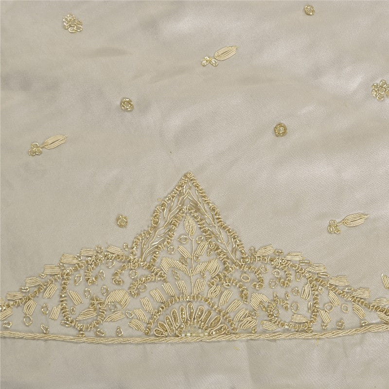 Sanskriti New Gray Long Unstitched Lehenga Pure Satin Hand Embroidered Zardozi