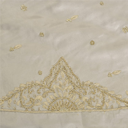 Sanskriti New Gray Long Unstitched Lehenga Pure Satin Hand Embroidered Zardozi