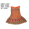 Sanskriti Vintage Orange & Red Long Stitch Lehenga Pure Silk Handmade Dabka Gota