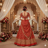 Sanskriti New Red 100% Pure Silk Long Lehenga Hand Embroidery Zardozi Unstitched