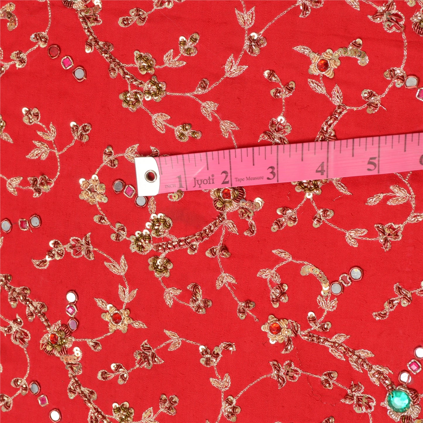 Sanskriti New Red Pure Georgette Lehenga Hand Embroidery Zari Zardozi Unstitched