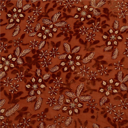 Sanskriti Vintage DarkRed Lehenga Pure Georgette HandEmbroidery Zardozi Unstitch