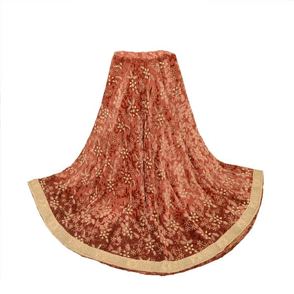 Sanskriti Vintage DarkRed Lehenga Pure Georgette HandEmbroidery Zardozi Unstitch