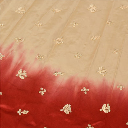 Sanskriti Vintage Red-Golden Unstitch Lehenga Pure Satin Hand Embroidery Zardozi