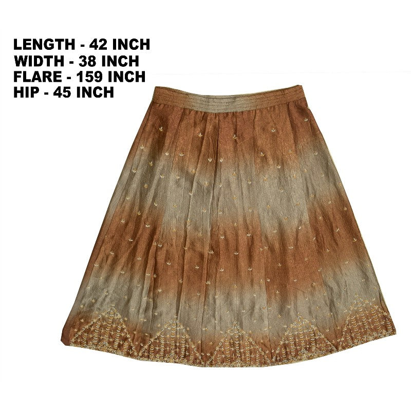 Sanskriti Vintage Brown Crinkle Art Silk Stitched Lehenga Hand Embroidery Ethnic