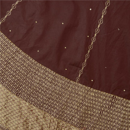 Sanskriti Vintage Brown Art Silk Lehenga Hand Embroidery Dabka Woven Unstitched