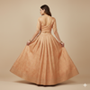 Sanskriti Vintage Peach 100%Pure Silk Unstitched Lehenga Hand Embroidery Zardozi
