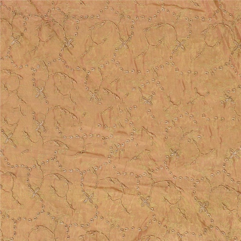 Sanskriti Vintage Peach 100%Pure Silk Unstitched Lehenga Hand Embroidery Zardozi