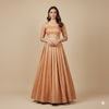 Sanskriti Vintage Peach 100%Pure Silk Unstitched Lehenga Hand Embroidery Zardozi