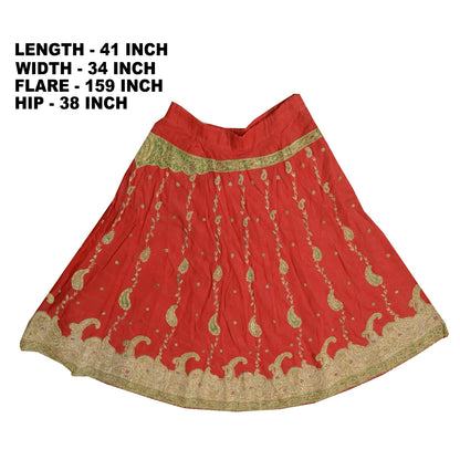Sanskriti Vintage Red Art Silk Stitched Lehenga Hand Embroidery Zardozi Wedding