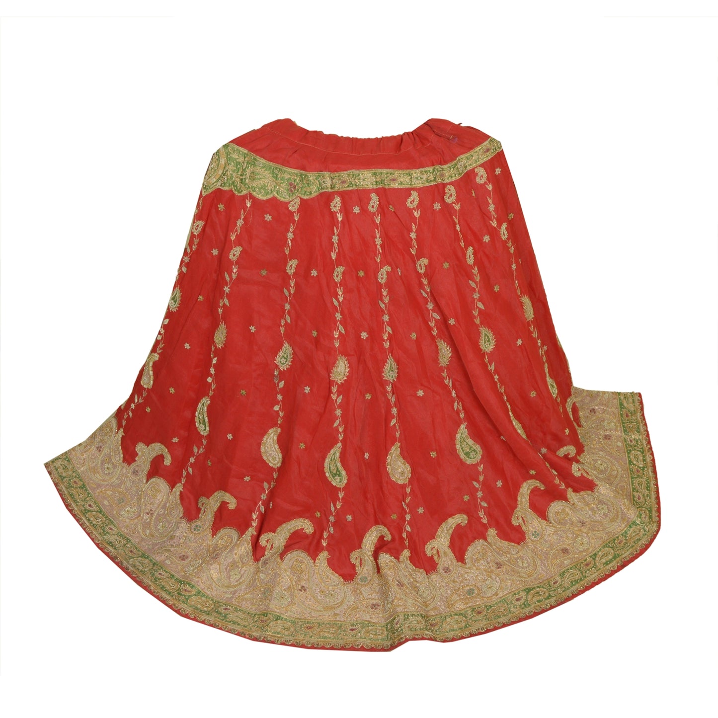 Sanskriti Vintage Red Art Silk Stitched Lehenga Hand Embroidery Zardozi Wedding