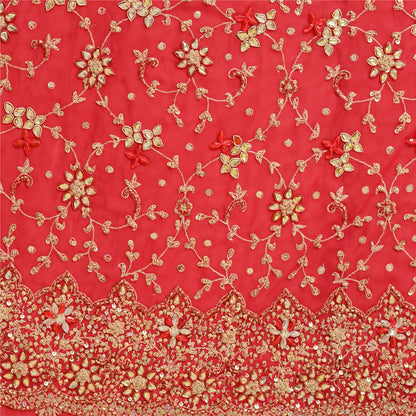 Sanskriti Vintage Pink Georgette Unstitch Lehenga Hand Embroidery Zardozi Stones