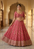 Sanskriti Vintage Pink Georgette Unstitch Lehenga Hand Embroidery Zardozi Stones
