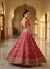 Sanskriti Vintage Pink Georgette Unstitch Lehenga Hand Embroidery Zardozi Stones