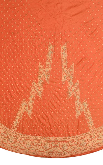 Sanskriti Vintage Orange Art Silk Unstitched Lehenga Hand Embroidered Zardozi