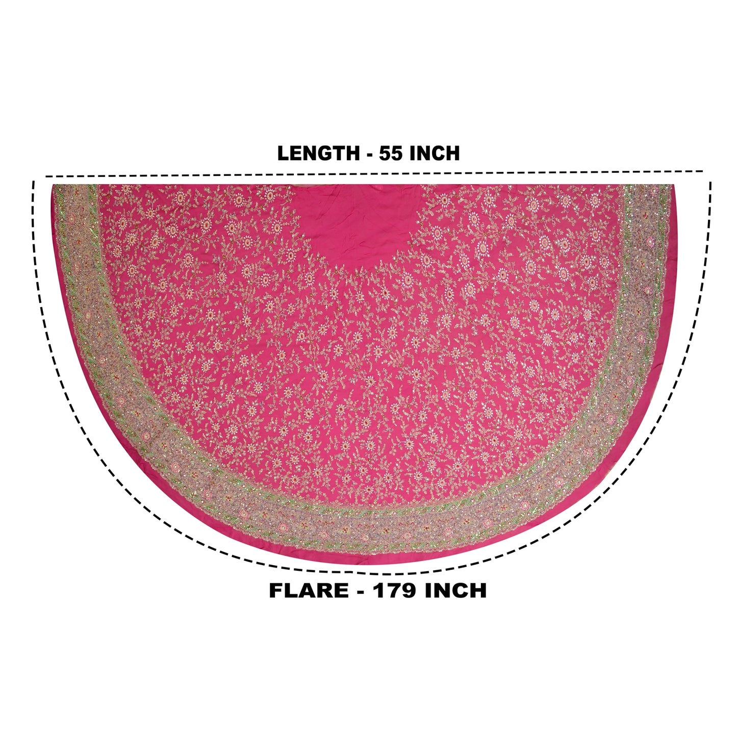 Sanskriti Vintage Pink Pure Georgette Unstitched Lehenga Hand Embroidery Zardozi