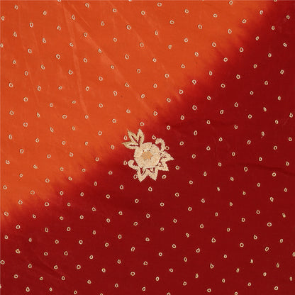 Sanskriti Vintage Orange Art Silk Unstitched Lehenga Hand Embroidered Zardozi
