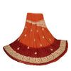 Sanskriti Vintage Orange Art Silk Unstitched Lehenga Hand Embroidered Zardozi