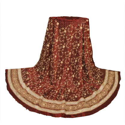Sanskriti Vintage Maroon Art Silk Unstitched Lehenga Hand Embroidered Zardozi