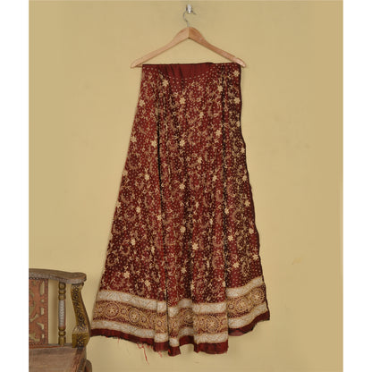 Sanskriti Vintage Maroon Art Silk Unstitched Lehenga Hand Embroidered Zardozi