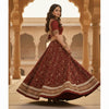 Sanskriti Vintage Maroon Art Silk Unstitched Lehenga Hand Embroidered Zardozi