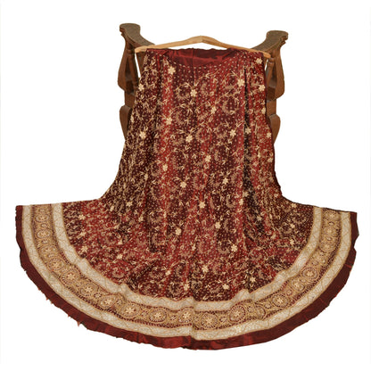 Sanskriti Vintage Maroon Art Silk Unstitched Lehenga Hand Embroidered Zardozi