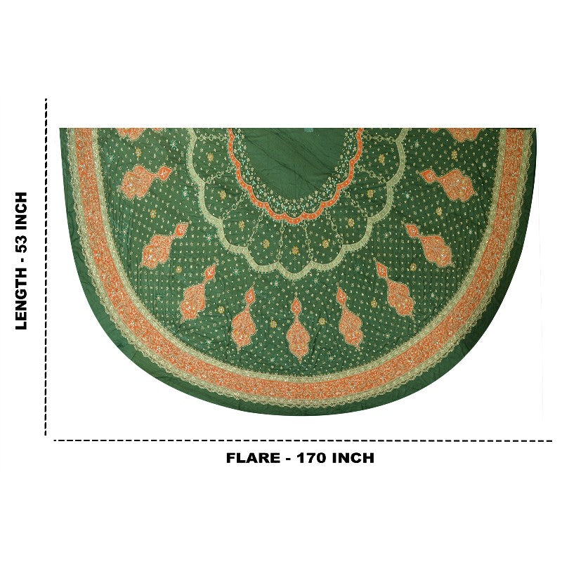 Sanskriti Vintage Green Georgette Unstitched Lehenga Hand Embroidery Zardozi