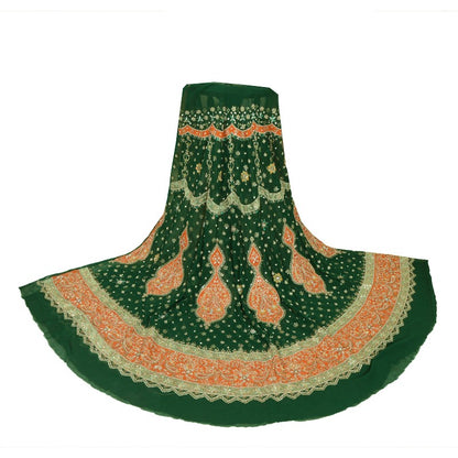 Sanskriti Vintage Green Georgette Unstitched Lehenga Hand Embroidery Zardozi