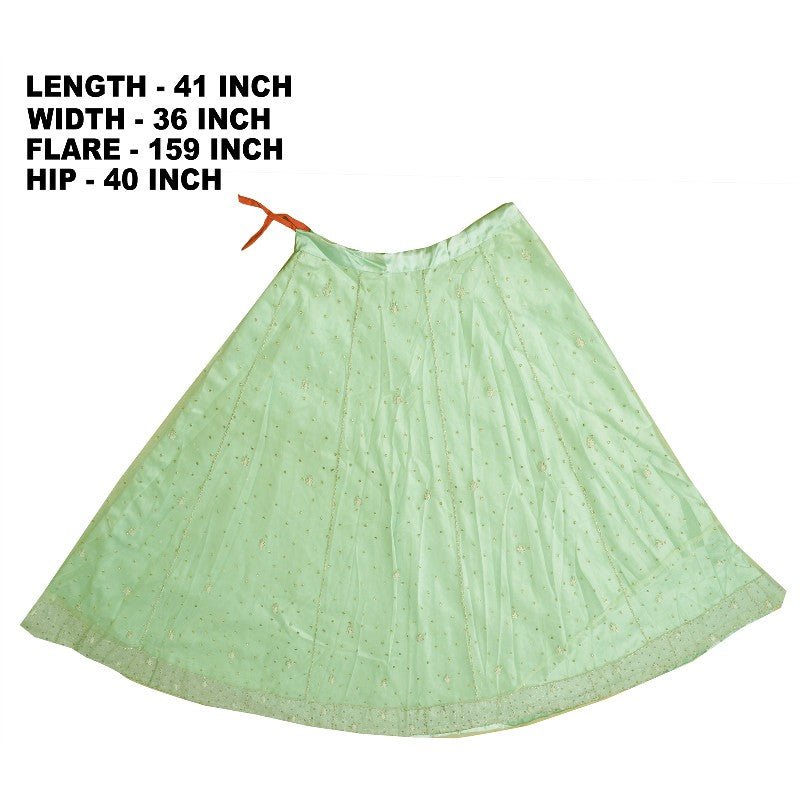 Sanskriti Vintage Green Net Mesh Stitched Lehenga Hand Embroidery Zardozi Dabka