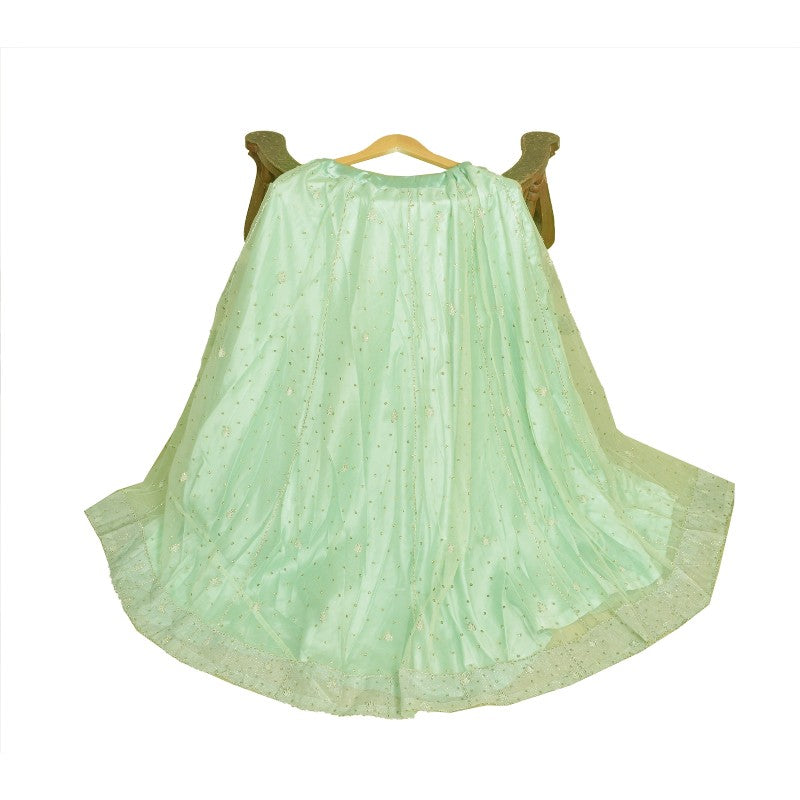 Sanskriti Vintage Green Net Mesh Stitched Lehenga Hand Embroidery Zardozi Dabka