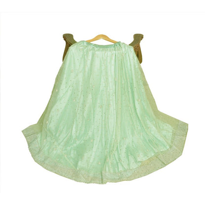 Sanskriti Vintage Green Net Mesh Stitched Lehenga Hand Embroidery Zardozi Dabka