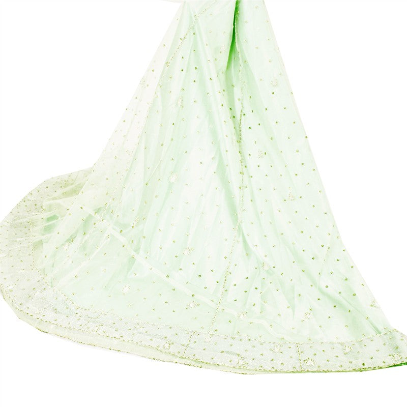 Sanskriti Vintage Green Net Mesh Stitched Lehenga Hand Embroidery Zardozi Dabka