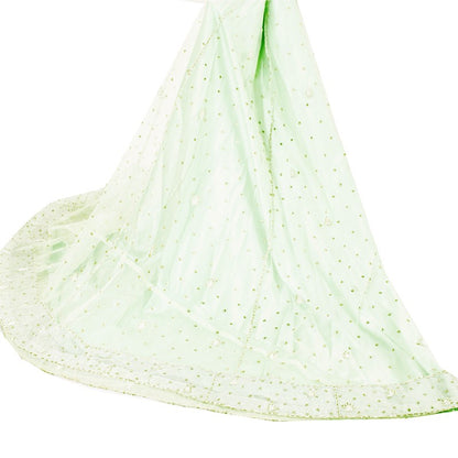 Sanskriti Vintage Green Net Mesh Stitched Lehenga Hand Embroidery Zardozi Dabka