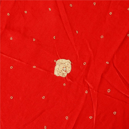 Sanskriti Vintage Red Pure Satin Silk Unstitched Lehenga Hand Embroidery Zardozi