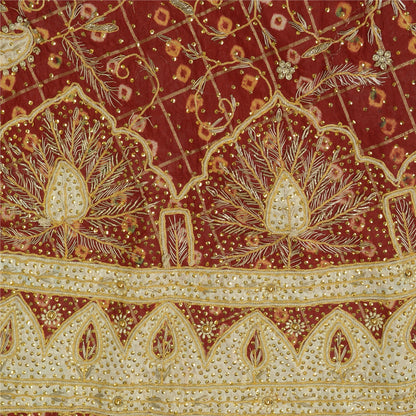 Sanskriti Vintage Red Pure Cotton Stitched Lehenga Bandhani Gharchola Hand Made