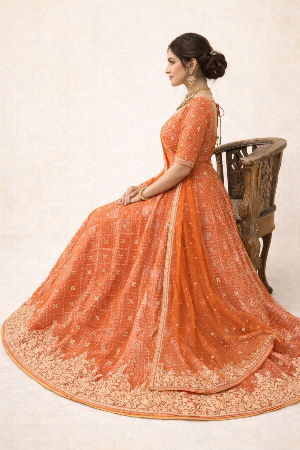 Sanskriti Vintage Peach Art Silk Stitched Lehenga Hand Embroidered Zardozi Zari