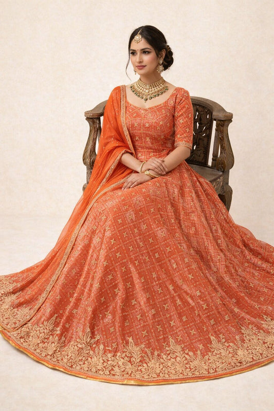 Sanskriti Vintage Peach Art Silk Stitched Lehenga Hand Embroidered Zardozi Zari
