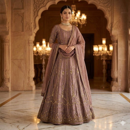 Sanskriti Vintage Purple Art Silk Stitched Lehenga India Hand Embroidery Zardozi