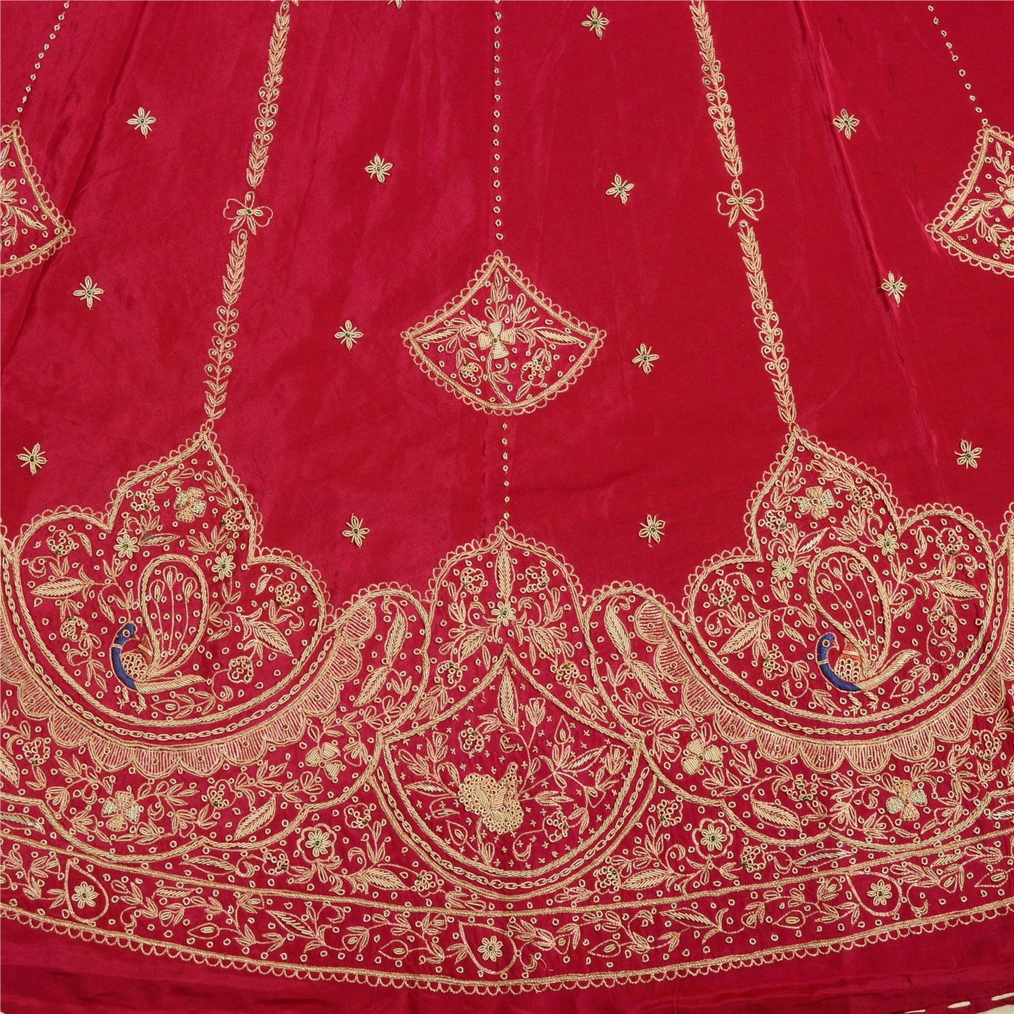Sanskriti Vintage Pink 100% Pure Silk Unstitched Lehenga Hand Embroidery Zardozi