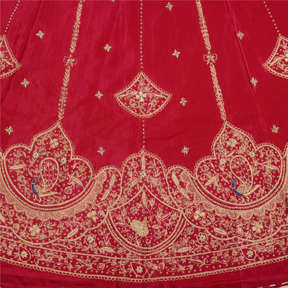 Sanskriti Vintage Pink 100% Pure Silk Unstitched Lehenga Hand Embroidery Zardozi
