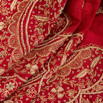 Sanskriti Vintage Pink 100% Pure Silk Unstitched Lehenga Hand Embroidery Zardozi