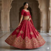 Sanskriti Vintage Pink 100% Pure Silk Unstitched Lehenga Hand Embroidery Zardozi