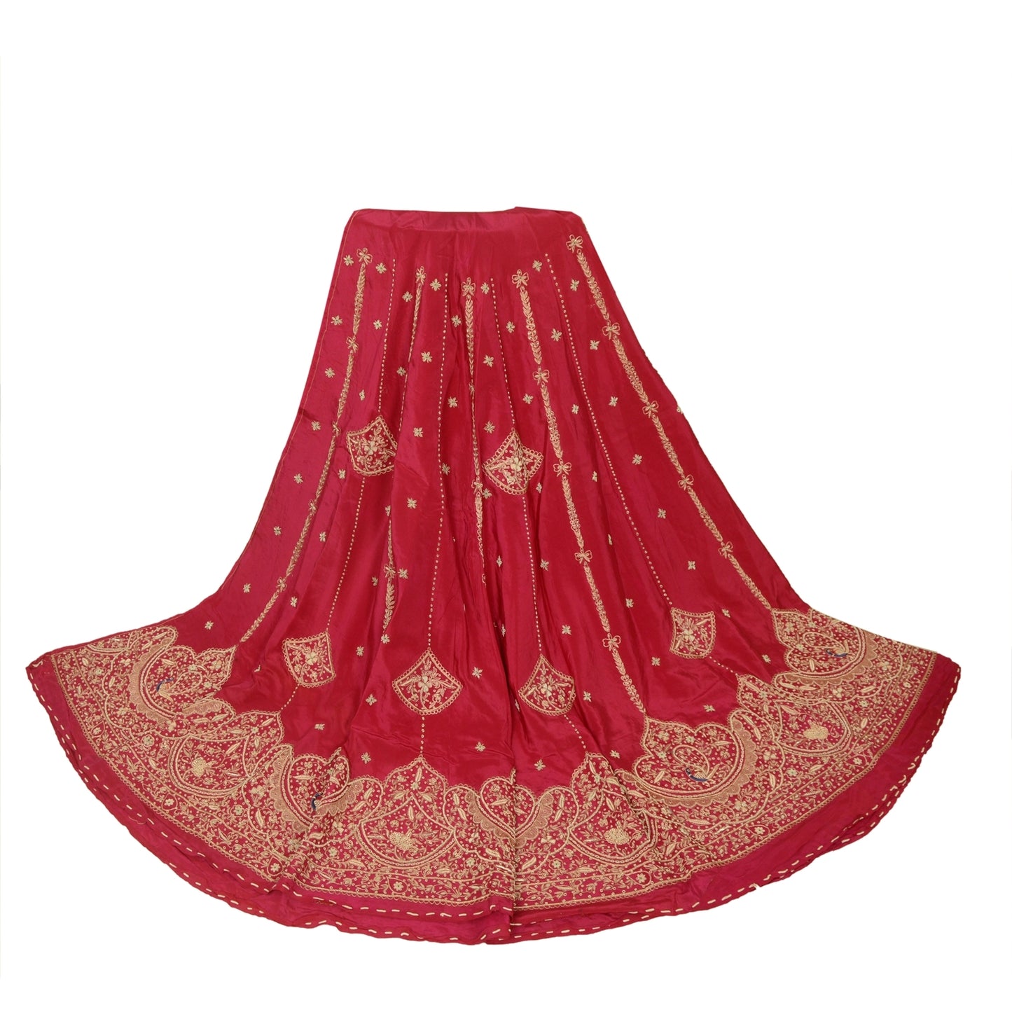 Sanskriti Vintage Pink 100% Pure Silk Unstitched Lehenga Hand Embroidery Zardozi