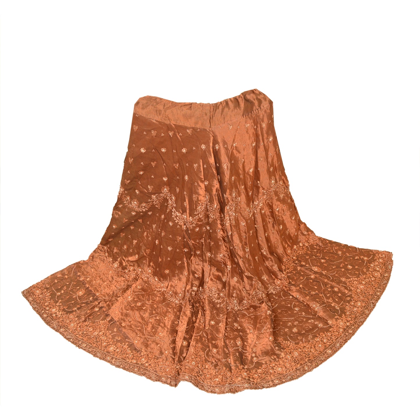 Sanskriti Vintage Orange Pure Silk Stitched Lehenga Hand Embroidery Zardozi