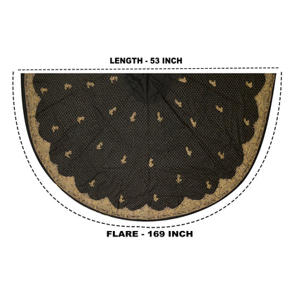 Sanskriti Vintage Black 100%Pure Silk Unstitched Lehenga Hand Embroidery Zardozi